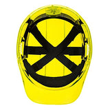 ▶ Casco duro de trabajo con trinquete ventilado en translúcido Hi Vis ANSI, amarillo