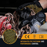 ▶ Guantes de agarre  de trabajo utilitario para hombres y mujeres, guantes de trabajo de cuero sintético con agarre de silicona, transpirables, guantes mecánicos con pantalla táctil (grande, gris)