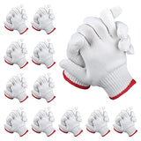 ▶ Guantes de trabajo  de algodón, manuales para reparación de construcción, tejido industrial, almacén, jardinería, barbacoa, duraderos, resistentes al calor, grueso blanco, Large