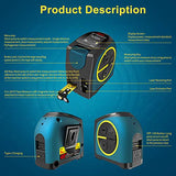 ▶ Cinta métrica láser 2 en 1, medición láser silenciosa de 40 m, pantalla LCD de color recargable USB, distancia de medición, impermeable IP54, longitud de cinta de 5 m, revestimiento de nailon para bricolaje de DTAPE