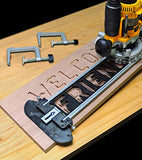 Herramientas de carpintería Kit de fabricación de letreros para routers - 2.5 pulgadas y 1.5 pulgadas. Letras horizontales (166 plantillas), 1.5 pulgadas y 2.5 pulgadas. Números verticales (80 plantillas) - 3/8 pulgadas. Broca de router incluida,