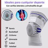 Rodilleras deportivas(PAR) de compresion con varillas laterales, almohadilla de gel, y vendas ajustables para mayor soporte, brindan alivio y soporte a rodillas, ideales para futbol, raquetball, atletismo, spinning, voleibol, y mas actividades deportivas