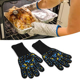 ▶ Guantes ignífugos de 800 Fire 1482 ° F Para Horno Resistente A Altas Temperaturas, Guantes de Trabajo Antideslizantes Con Puño Largo Extendido Para Cocinar A La Parrilla (1 Par)