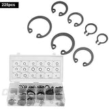 225 Piezas Anillo De Retención a Presión,Circlips,Anillos De Seguridad,Juego De Cajas Surtidas Circlip,Metal,Internos y Externos,En Una Caja De Plástico