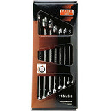 ▶ BAHCO Juego de llaves combinadas ,tipo largo, métricas Bahco