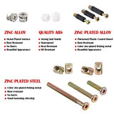 💢 Hilitchi 125 piezas de montaje de leva 3 en 1 con clavija y tuerca preinsertada con tapa hexagonal chapada en zinc para muebles, tuercas de barril para cuna, kit surtido de tornillos de conexión de muebles