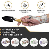 ▶ Guantes de jardinería  de Poliester Floridos de Jardin con Revestimiento de Nitrilo, Guantes para Mujeres, Varios Colores, 6 Pares, Mediano