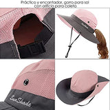 Sombreros de Sol para Mujeres, Mujer Agujero de Cola de Caballo Sombrero Cubo ala Ancha Algodón Sombreros Sol de Verano ala Ancha Protección Solar UV Gorra Ajustable Pesca en la Playa Sombrero
