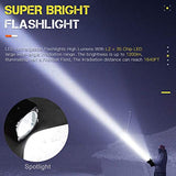 🔦 Linterna recargable Linterna de foco LED, linterna recargable de 4000 lm, 10000 mAh, linterna de búsqueda de camping 3+4 modos de luces, linterna LED de mano impermeable como banco de energía