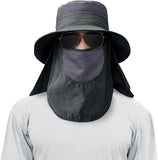 NDOOL 2 Unidades Sombrero para el Sol Protector Gorro Pescador Anti UV UPF50+, 2 Gorra Pesca Solar ala Ancha Transpirable Multiusos con Velo y Mosquitera Protección Cuello Al Aire Libre