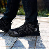 ▶  LARNMERN Zapatos de punta de acero para hombre, zapatillas a prueba de pinchazos, zapatillas ligeras y transpirables, calzado de seguridad para el trabajo para hombre de construcción 112K(24.0 cm, Blanco Negro)