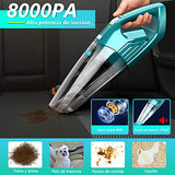 ▶ Aspiradora de Mano, Aspiradora de Mano 8000PA de succión, Aspiradora de Coche sin Cable, hasta 30 Minutos, Aspiradora de Mano seco/húmedo Recargable, Filtro*2, para hogar, Coche, Verde (EV678)