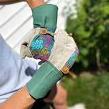 ▶ Guantes de jardinería para mujer con estampado botánico de cuero, talla M (4183M)