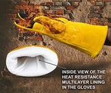 ▶ Guantes de soldador 14 pulgadas, calor, llama, forja, manoplas de palo, manejo de ollas, horno, parrilla, fuego, estufa, Tig Mig, barbacoa, animal (grande, palma reforzada doble)