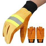 ▶ Guantes ignífugos de Trabajo Ignífugos Guante de Seguridad Resistente Al Calor Antivalor de Cuero de Vaca Duradero