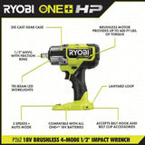 RYOBI P262K1 ONE+ HP 18V inalámbrico sin escobillas 4 modos 1/2 pulgadas. Kit de llave de impacto con batería de iones de litio de alto rendimiento de 4.0 Ah y cargador