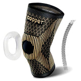 ▶ Rodillera con almohadilla de gel cobre con almohadillas de gel de rótula y estabilizadores laterales, rodillera de cobre profesional para dolor de artritis y apoyo, correr, deportes, recuperación de lesiones, [individual] (TAN, XL)