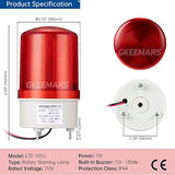 GKEEMARS Lámpara de torre de alarma de señal industrial LTE-1101J AC 110V, luz LED estroboscópica giratoria con zumbador para emergencia (rojo)