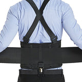 ▶ Cinturón de protección Lumbar  con clips extraíbles para pantalones y tirantes desmontables - Cinturón de apoyo para la espalda - Ajustable, ligero, transpirable, fundas de hombro - Trabajo, postura - Negro (talla XL)