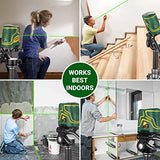 Nivel láser recargable verde, tres módulos con 2 cabezales láser, línea horizontal/vertical y línea cruzada, 44,8 m, modo autonivelante y pulso, soporte magnético, rotación de 360°, IP54 - MTM310B