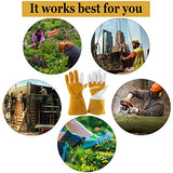 ▶ Guantes de jardinería de piel para mujeres y hombres, guantes transpirables de poda con guanteletes a prueba de espinas, mangas largas de piel de vaca para jardinero y granjero (XL)