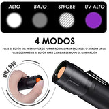 🔦 Linterna LED Luz UV y Blanco 2 en 1,AveDistante Linterna Ultravioleta Linterna Tácticas con Funcion de Agrandar y Enfocar 4 Modos para Lluminación Detectar Orina de Mascotas,Ciclismo,Camping, Flashlight 1000 Lúmenes Incluida AAA Batería