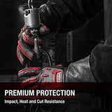 ▶Guantes de soldador de  piel para soldar y aparejar, resistentes a los impactos, resistentes a los cortes, varios tamaños disponibles (S - 2XL), Negro, Rojo, Large