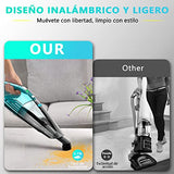▶ Aspiradora de Mano, Aspiradora de Mano 8000PA de succión, Aspiradora de Coche sin Cable, hasta 30 Minutos, Aspiradora de Mano seco/húmedo Recargable, Filtro*2, para hogar, Coche, Verde (EV678)