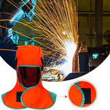 ▶ Capucha Soldador Cuello Protección Cubierta resistente al calor Cuadrito de hombro para cascos de soldadura Herramientas de soldadura electrónica de naranja