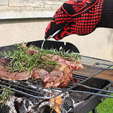 ▶ Guantes ignífugos Guantes resistentes al calor para parrilla, alta resistencia a la temperatura, guantes ignífugos para asar a la parrilla, para freír, barbacoa, cocinar, hornear, horno, cortar