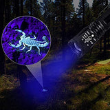 🔦 Linterna LED Luz UV y Blanco 2 en 1,AveDistante Linterna Ultravioleta Linterna Tácticas con Funcion de Agrandar y Enfocar 4 Modos para Lluminación Detectar Orina de Mascotas,Ciclismo,Camping, Flashlight 1000 Lúmenes Incluida AAA Batería