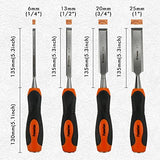FUMETAX Juego de Cinceles de Madera 4 piezas Cr-V Construcción para Carpintería Talla PVC Mango de Alto Impacto SW-813011
