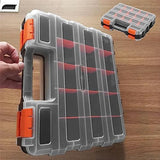 ▶  Caja de almacenamiento de herramientas de doble cara, almacenamiento de caja de herramientas, 34 compartimentos (negro)