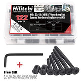 💢  Hilitchi M6 - Juego surtido de 120 tornillos de cabeza hexagonal negros para cuna, cama de bebé, muebles, cunas y sillas (35mm/45mm/55mm/65mm/75mm-Kit surtido)