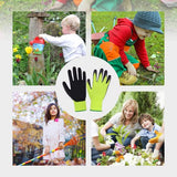 ▶ Guantes de jardinería para niños de 2 a 13 años, guantes de jardín con revestimiento de goma para niños y niñas, guantes de agarre de jardín para niños (talla 6 (edad 11 a 13 años), color verde