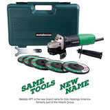 ▶ METABO Esmeriladora  angular de 4-1/2 pulgadas, estuche y 5 ruedas abrasivas incluidas, 6.2-Amp, compacto y ligero