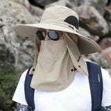 NDOOL 2 Unidades Sombrero para el Sol Protector Gorro Pescador Anti UV UPF50+, 2 Gorra Pesca Solar ala Ancha Transpirable Multiusos con Velo y Mosquitera Protección Cuello Al Aire Libre