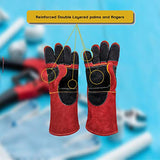 ▶ Guantes de soldador magnéticos de 40,64 cm de protección de escudo del antebrazo, doble capa de hilos de Kevlar fuertes, ignífugos, 1 par.