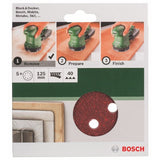 ▶ BOSCH Juego de 5 hojas para lijadoras de órbita aleatoria Bosch Home and Garden