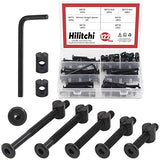 💢  Hilitchi M6 - Juego surtido de 120 tornillos de cabeza hexagonal negros para cuna, cama de bebé, muebles, cunas y sillas (35mm/45mm/55mm/65mm/75mm-Kit surtido)