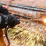 ▶ Guantes de soldador de forja de cuero, resistentes al calor y al fuego, guantes para Tig, Mig, barbacoa, horno, parrilla, chimenea, hornear, horno, estufa, soporte de ollas, soldador, guante de manejo de animales. Negro - 16 pulgadas