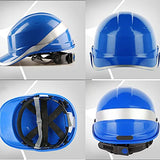 ▶ Casco de Seguridad Casco Ajustable Anti-rotura Azul con Franja Reflectante para Obras de Ingeniería de Energía