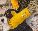 ▶ Guantes de soldador 14 pulgadas, calor, llama, forja, manoplas de palo, manejo de ollas, horno, parrilla, fuego, estufa, Tig Mig, barbacoa, animal (grande, palma reforzada doble)