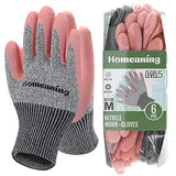 ▶ Guantes de jardinería  para mujeres y hombres, guantes protectores recubiertos de nitrilo y goma, guantes de jardín a prueba de espinas, guantes de trabajo al aire libre, azul, verde, gris, rosa (talla M a XL) (mediano, goma, 6 pares, rosa)