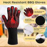 ▶ Guantes ignífugos  Guantes de barbacoa, guantes resistentes al calor, guantes ignífugos, guantes de parrilla de silicona antideslizantes lavables, guantes de cocina para barbacoa, parrilla, cocina, hornear, camping, ahumador (rojo)