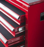 ▶ Organizador de Taller de cochera con Ruedas Desmontable, Caja de Herramientas de 4 cajones con clóset de Almacenamiento Grande y Estante Ajustable, Rojo