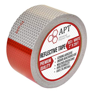 APT Dot-C2 Cinta reflectante de grado de alta intensidad (2" x 75 pies, rojo/blanco), cinta de visibilidad, rojo y blanco para remolques, automóviles, bicicletas. Cinta reflectante de visibilidad de seguridad (2Inch x 25Ft)