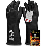 ▶ Guantes ignífugos Guantes resistentes al calor extremo para barbacoa – Guantes de parrilla de alta temperatura –ente al aceite – Revestimiento de neopreno (18 pulgadas)