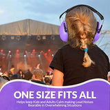 ▶ Orejeras de protección auditiva y reducción de ruido, ligeras, ajustables y plegables NRR 20 dB, protección de oídos de seguridad para disparos, maquinaria pesada, trabajo y caza, para adultos y niños, color morado