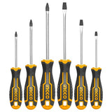 ▶ Set De 6 Destornilladores con punta Magnética Desarmadores Phillips Y Plano Acero Cr-V HKSD0628